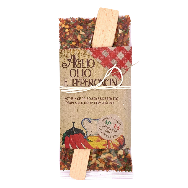 Aglio Olio Peperoncino (Garlic, Olive Oil, Chili) Spices with Wooden Spoon 70 g/2.46 oz   