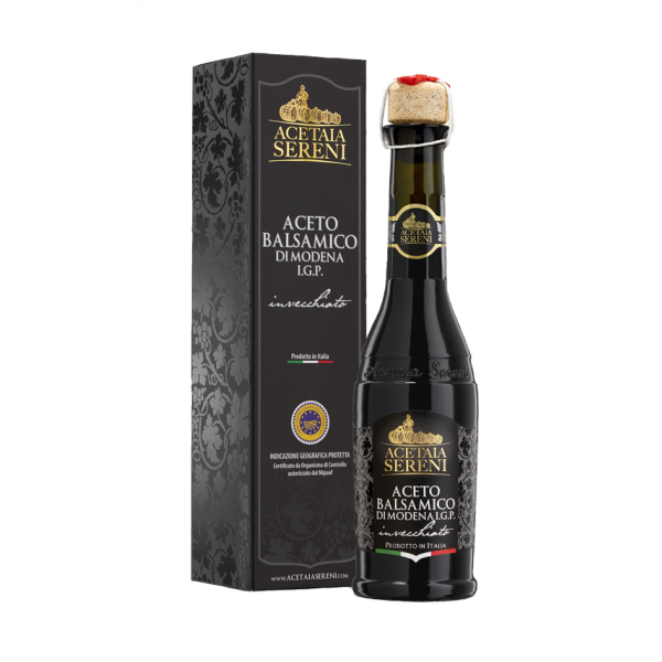Aceto Balsamico di Modena IGP schwarze Etikette - Invecchiato 250 ml mit Schachtel