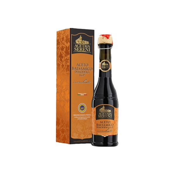 Aceto Balsamico di Modena IGP orange Etikette - Kirschholz - Invecchiato 250 ml mit Schachtel