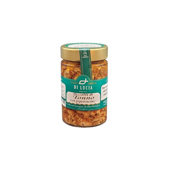 Thunfischstücke mit Chili in BIO Extra Vergine Olivenöl 200 g
