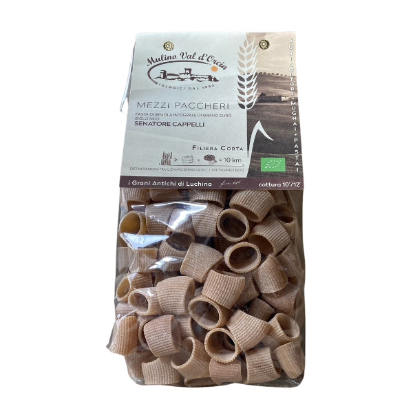 Organic Ancient Grains - Senatore Cappelli Mezzi Paccheri Pasta 500 g/17.63 oz   